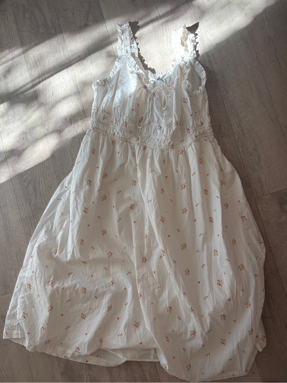 White Floral Sundress with Ruffled Straps